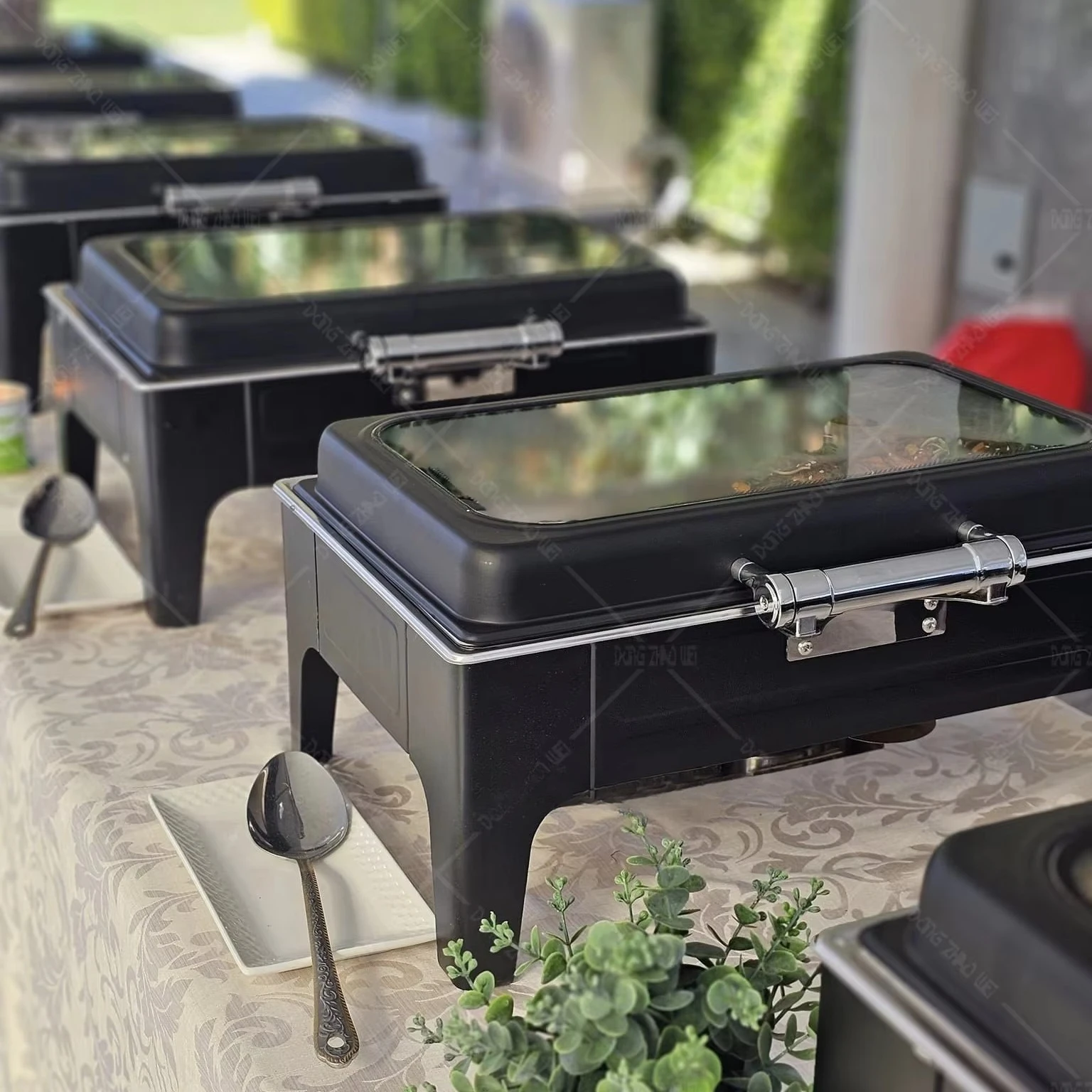 *Deluxe Restaurant Cater Dish Buffet Set Food Warmer Hydraulic Chaffing Dishes 9L Food Warmer Black Chafing Dish