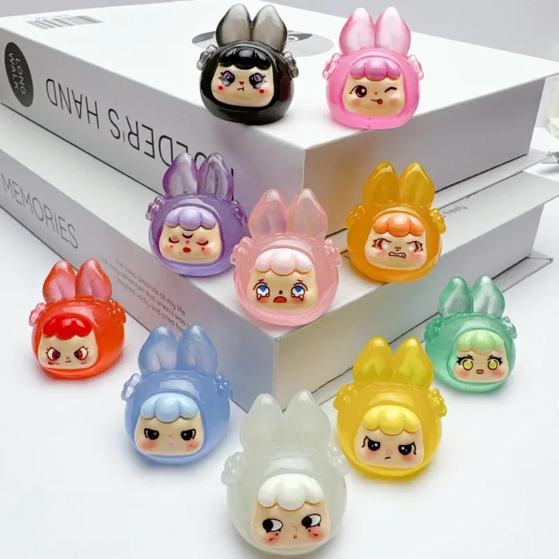 

Three-dimensional luminous cute Mengmeng Rabbit resin jewelry accessories diy car desktop ornaments keychain pendants