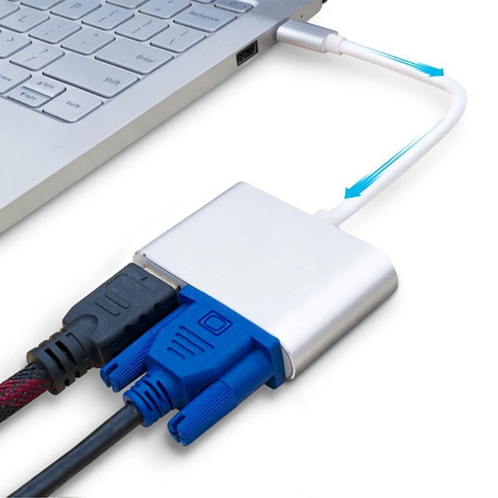 

Type-C To Vga Adapter Usb3.1 10Gbps Aluminum Alloy Ultra-Thin Portable Converter For Laptop Desktop Silver
