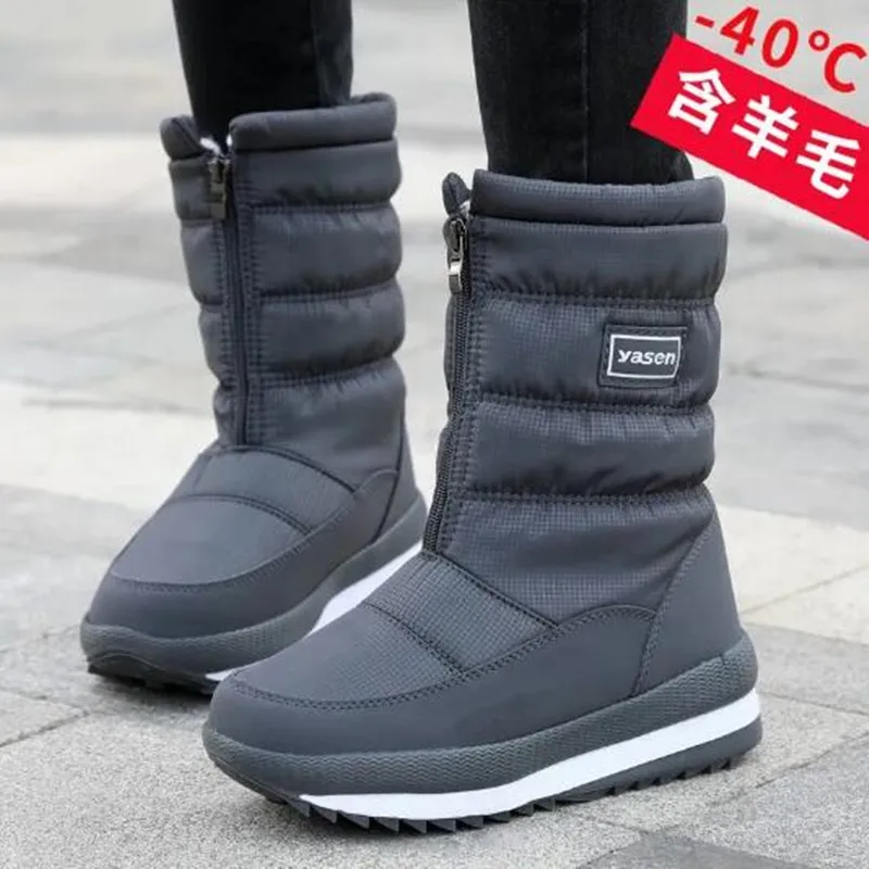 

Утолщенные противоскользящие зимние ботинки, женская повседневная хлопковая обувь до середины икры, теплые удобные непромокаемые ботинки с круглым носком для отдыха