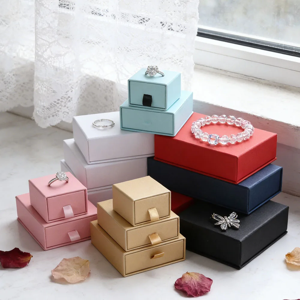 

10Pcs Cardboard travel Jewelry Organizer Packaging Box For Ring Necklace Bracelet Pendant Black Jewelry Storage Gift Case boxes