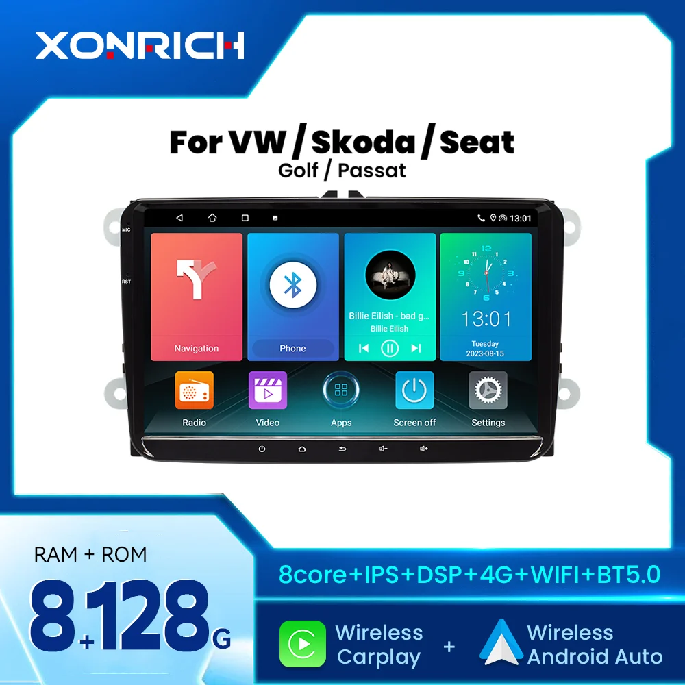 XONRICH Android Auto Radio for Volkswagen VW Passat B6 B7 CC Tiguan Touran GOLF POLO Carplay Car Multimedia GPS 2din Autoradio