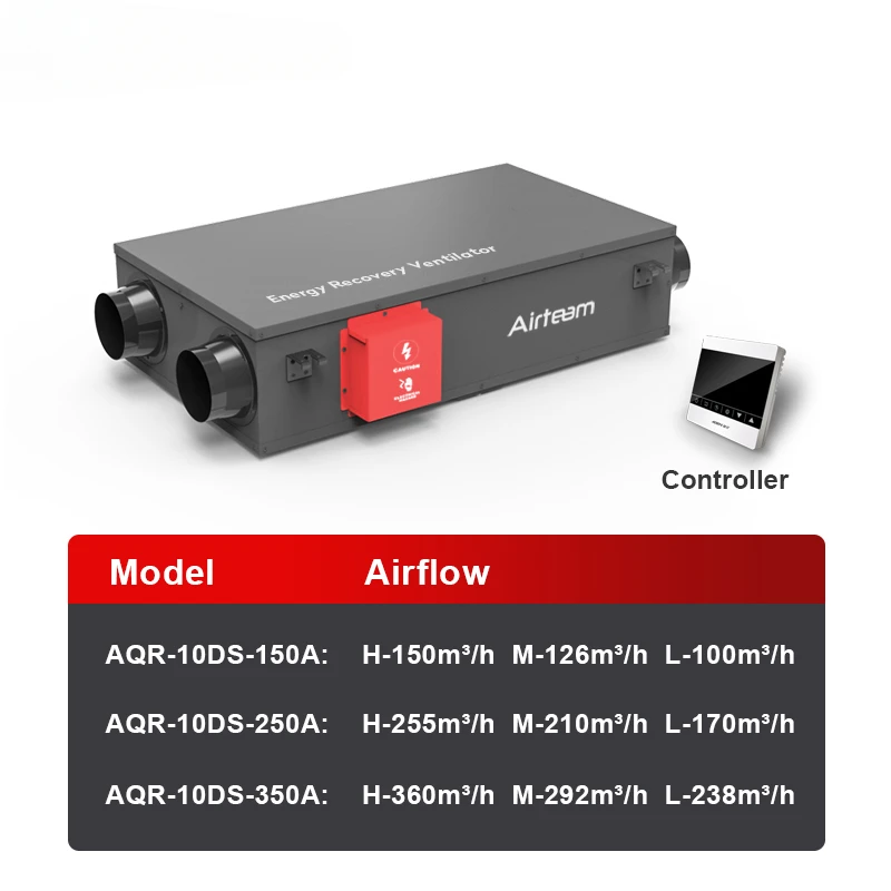 ERV 150-360 m3/h Heim-HVAC-Systeme Hrv Heat Recovery Ventilation System Unit