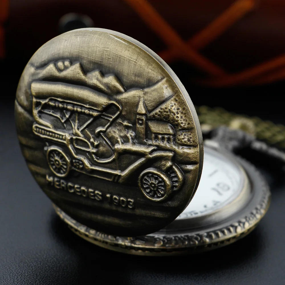 1903 Luxury Car Brand Antique Quartz Pocket Watch Retro Gentleman Fob Chain Accessories Clock Men's and Women's Holiday Gift