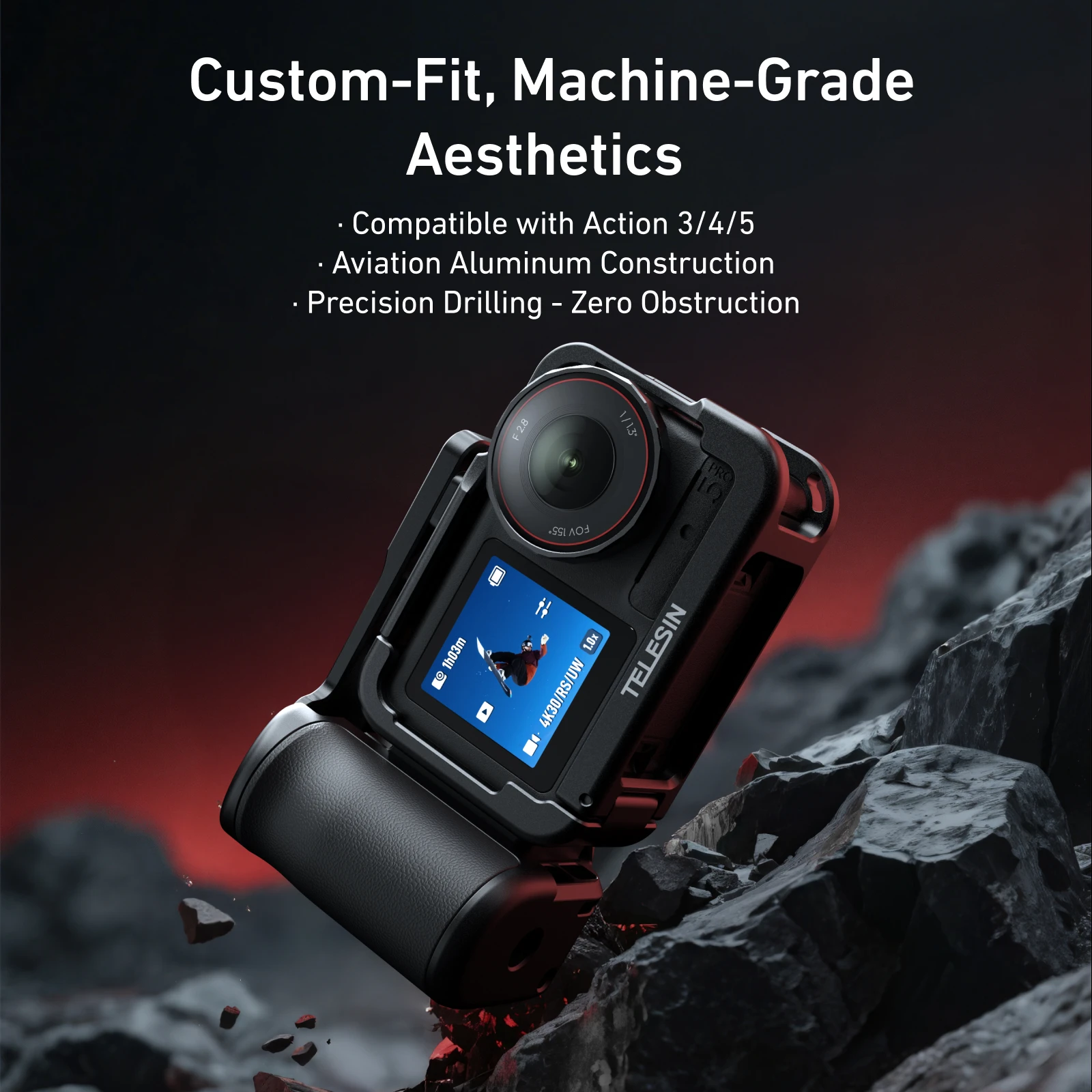 

TELESIN Protective Case with Remote Control Street Photography Handle For DJI Action 5/4/3 Action Camera Accessories