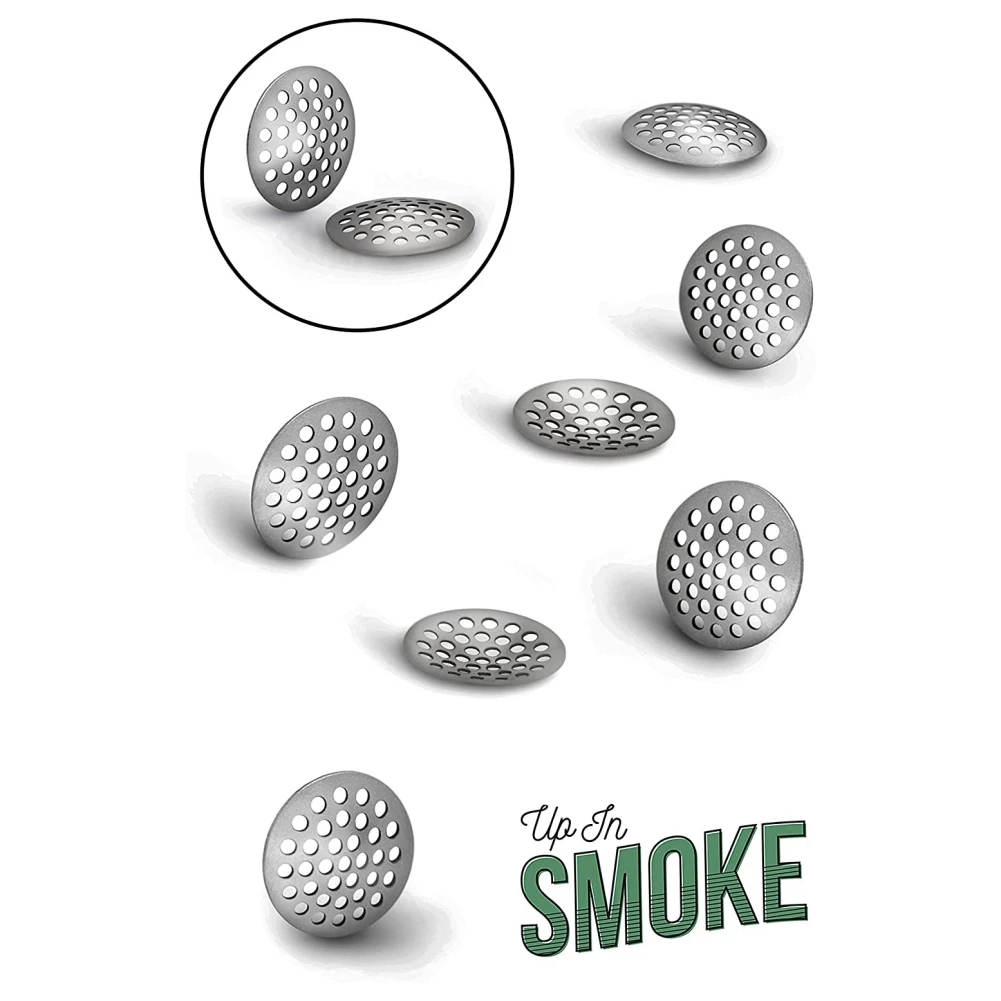 10pcs Small Etched Smoke Screen Strainer 304 Stainless Steel Pipe Filter Filtering Net Smoking Tobacco Accessories