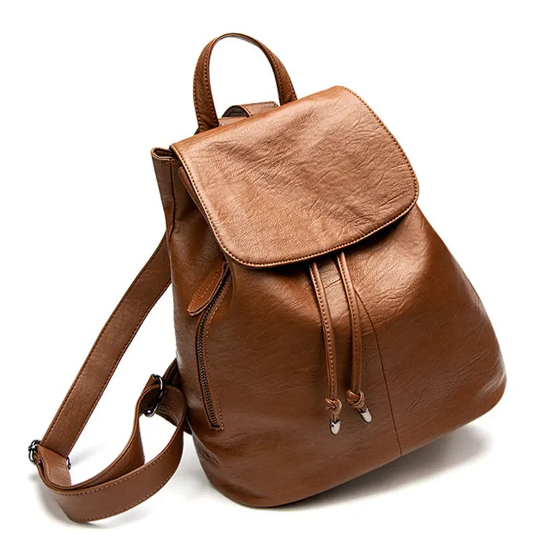 Fashion Women Backpack High Quality PU Leather Travel Backpacks for Girls School Bag Luxury Drawstring Waterproof Women's Bag