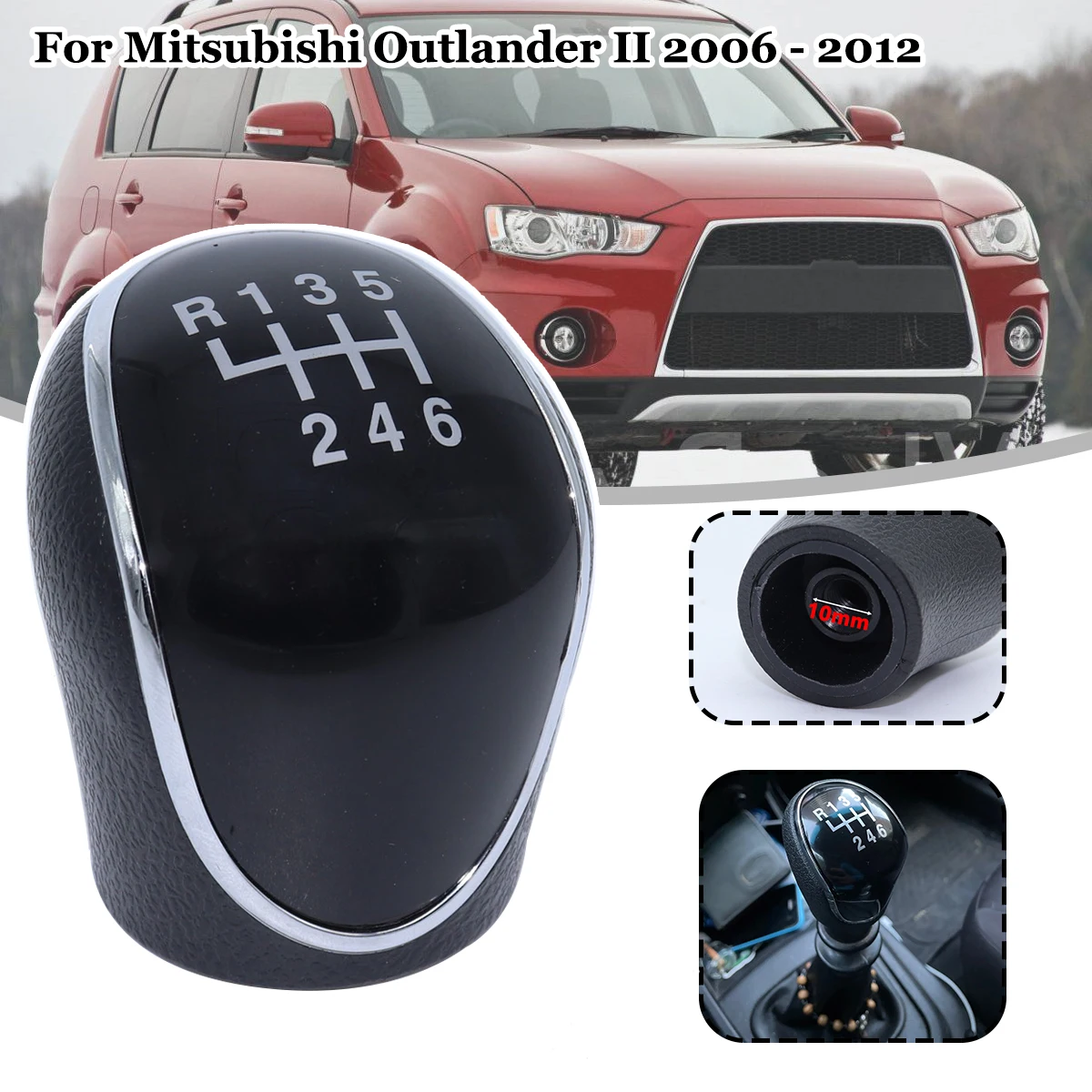 

6SP +R MT Gear Shift Knob GearStick Lever Pen Shifter Handball Chrome M10 For Mitsubishi Outlander II 06-2012 Nissan Sentra B16