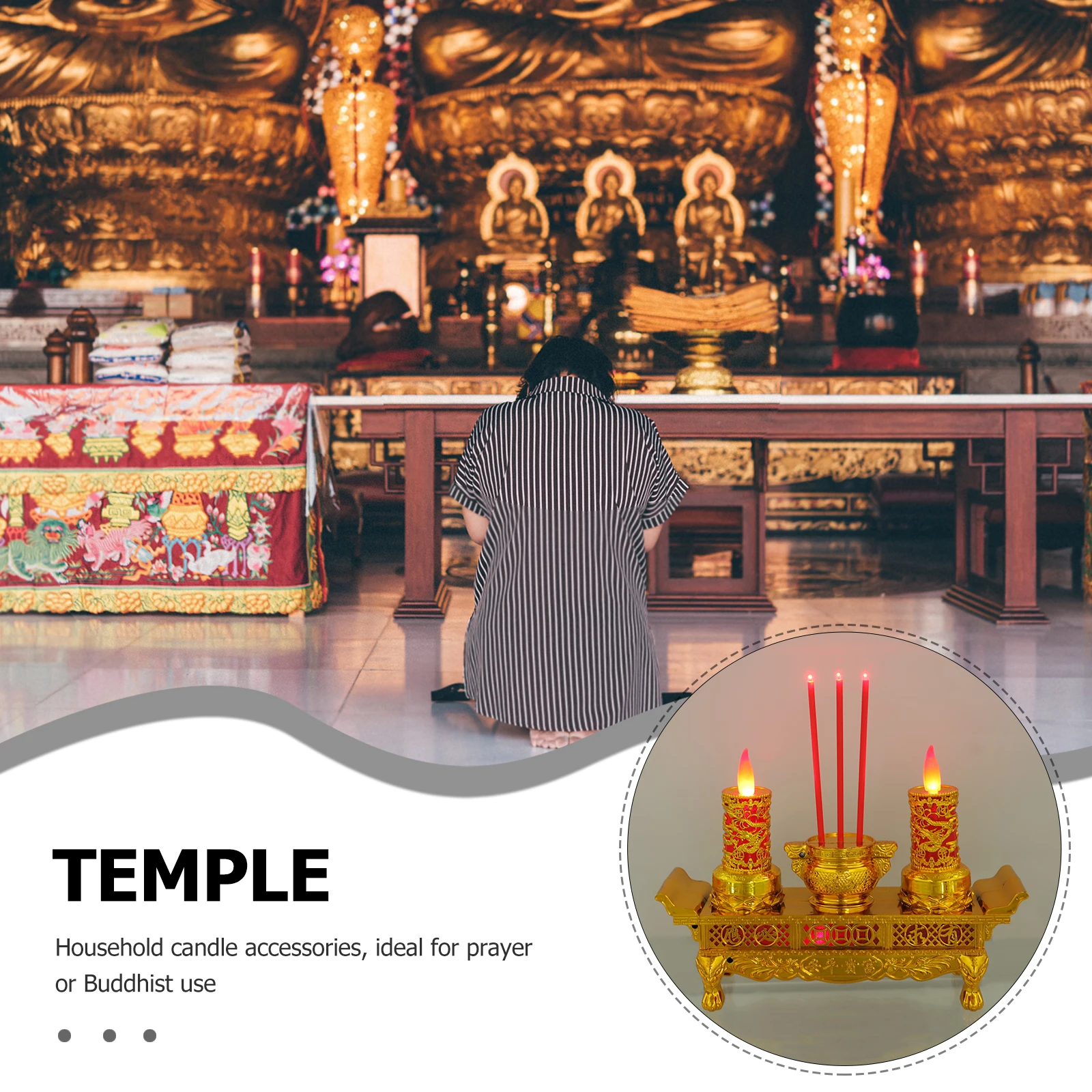 

Golden LED Lamp for Chinese Style Votive Decoration Temple Home Wedding Festival Use Artistic Design Warm