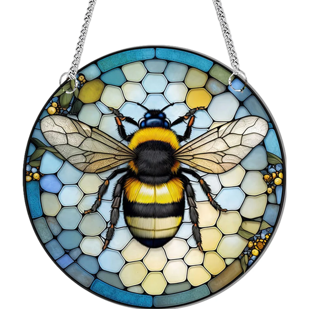 Suncatcher Home Decoration Panel with Chain and Hook Acrylic Window Panel Hanging Sun Catcher Bee Window Wall Hanging Ornament