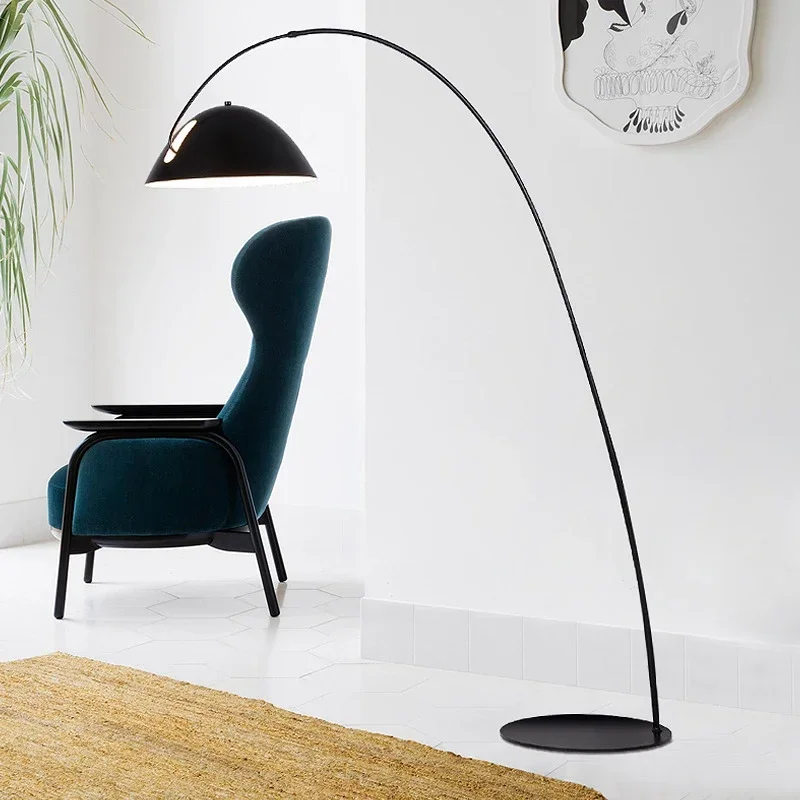 

TINNY Nordic Black Fishing Floor Lamp Modern Family Living Room Beside The Sofa LED Creative Decorative Standing Light