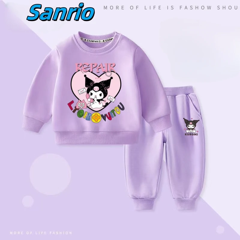 

Sanrio, осенний комплект одежды для маленьких девочек, детские толстовки с принтом «My Melody», пуловер, топ и штаны, костюм из 2 предметов, детская одежда