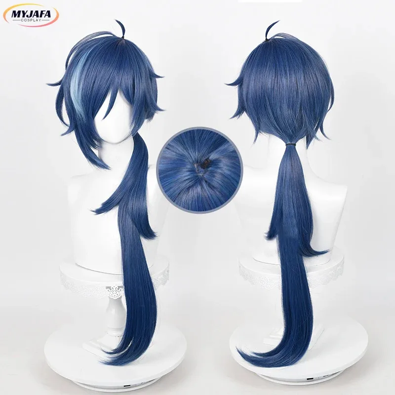 

DY203 Styles Kaeya Cosplay Wig Anime 80cm/85cm Long Dark Blue Braid Heat Resistant Synthetic Hair Halloween Party Wigs + Wig Cap
