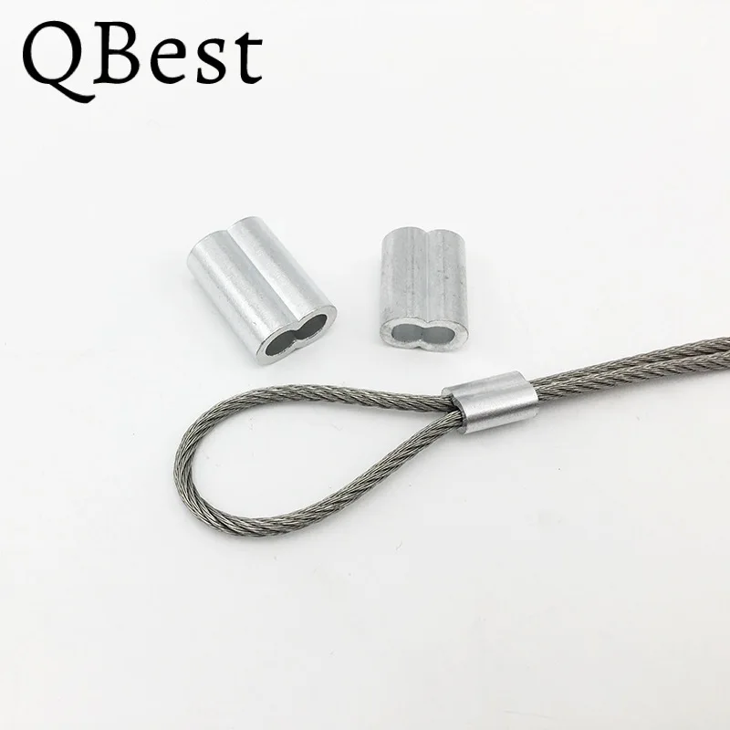 100pcs Aluminum 8 Shape Sleeve Wire Crimp Sleeve Wire Ferrules Cord Lock Aluminum Cable Stopper Crimp Rope Hardware 1.5/2/3mm