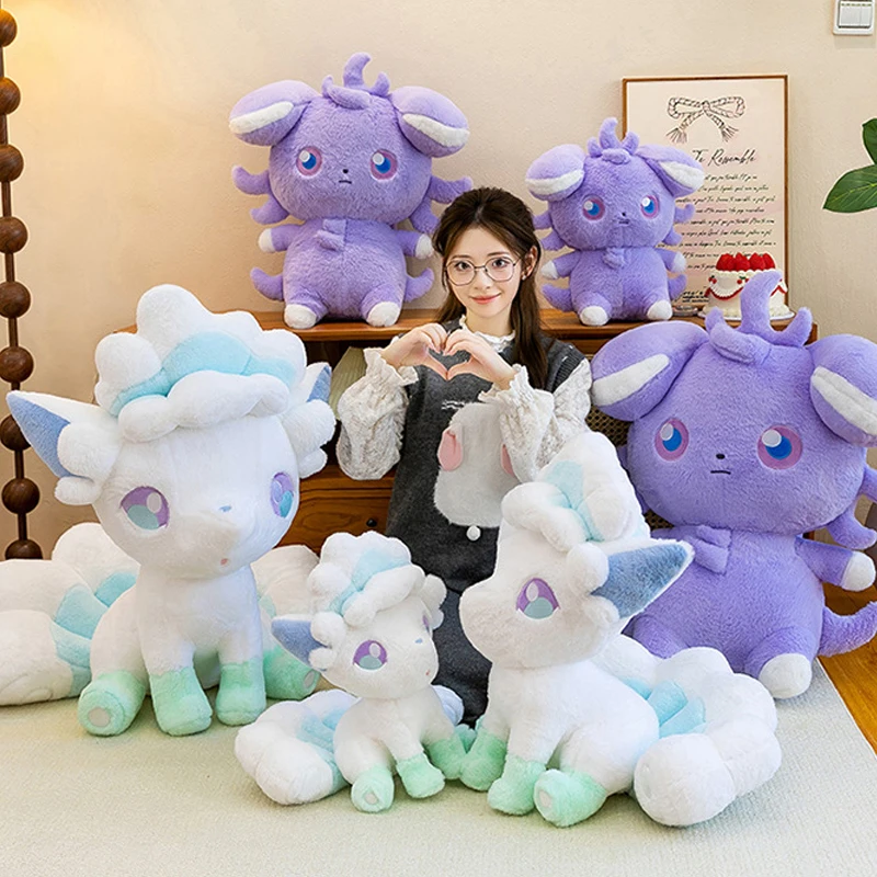 

40/80cm Alolan Vulpix Kawaii Espurr Pokemon Plush Toys Doll Cute Large Pokémon Plushie Stuffed Pillow Gift for Kid Birthday Xmas