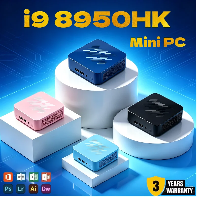 New Mini PC Powerful Core i9 8950HK Processor 16GB Big Storage SSD Wireless WiFi 6 Bluetooth 5.2 Stable 4K Video Play Mini PC