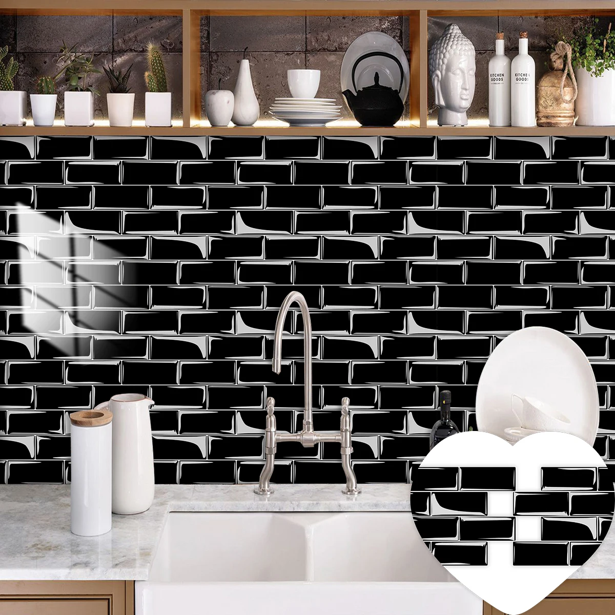 13 Styles Solid Color Marble Embossing Tiles Wall Sticker Kitchen Oil-Proof Bathroom Washbasin Glossy Surface Art Mural Decals