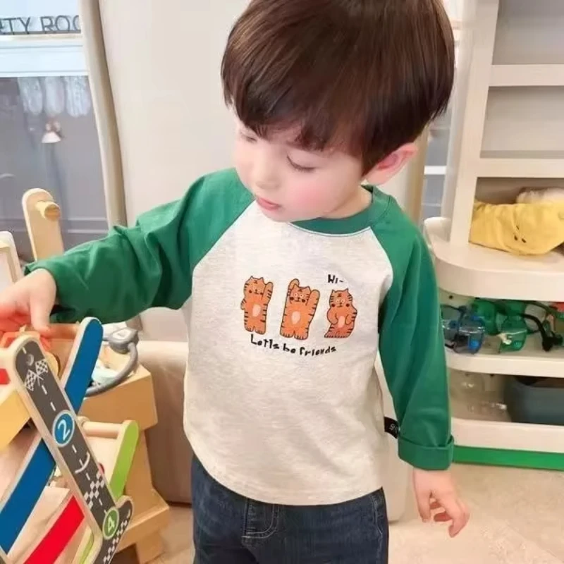 Baby Boys Long Sleeved T-shirt Toddler  Kids Cartoon Printed Pullover 2024 Spring Autumn Children's Clothing Fashion image 2