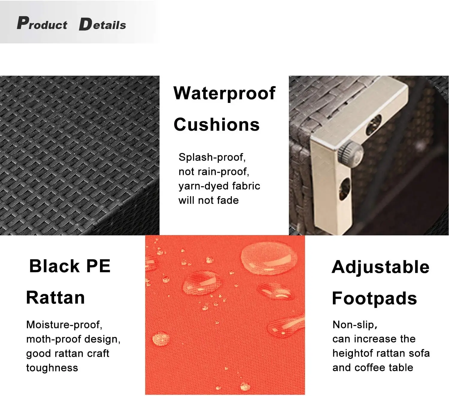 Wicker Loveseats Patio Sectional Furniture Corner Sofa All Weather Outdoor Rattan Couch Set Conversation Sets