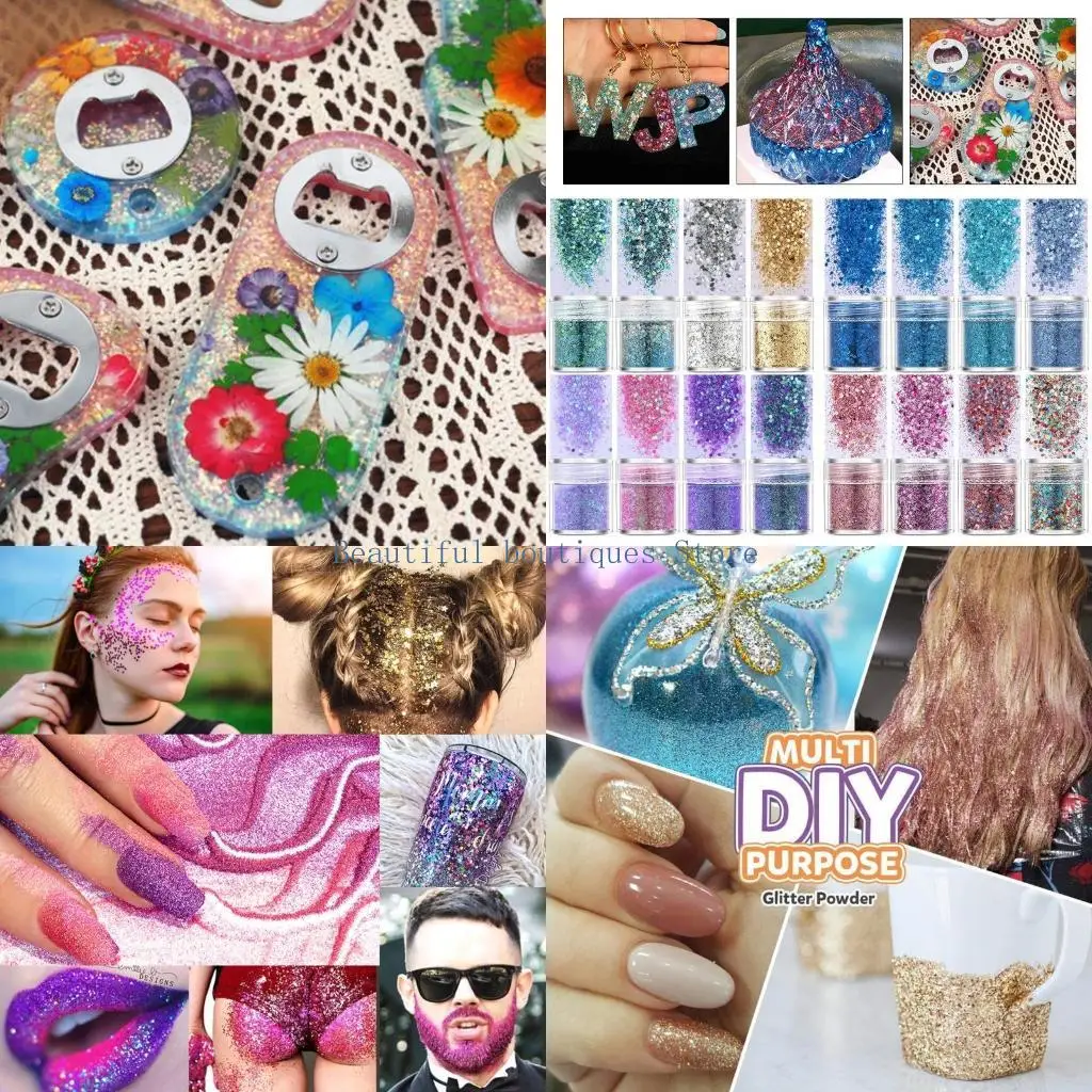 U4LF DIY Crafts Jewelry Making Filling Material Manicure Decorati Nail Art Decorations Glitter Flake Holographic Nail Sequins