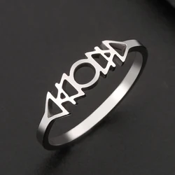 Dawapara Occult Planetary Alchemical Symbols Ring 4 Elements Earth Air Water Fire Stainless Steel Meditation Astrology Jewelry