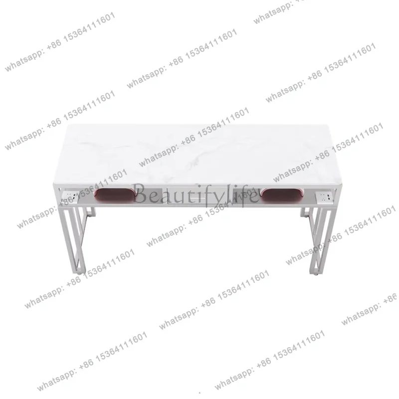 YJ Modern Metal Legs Nail Table Professional Dust Collector Unique Simple Nail Table Italian Trendy Table Manucure Salon Furnitu