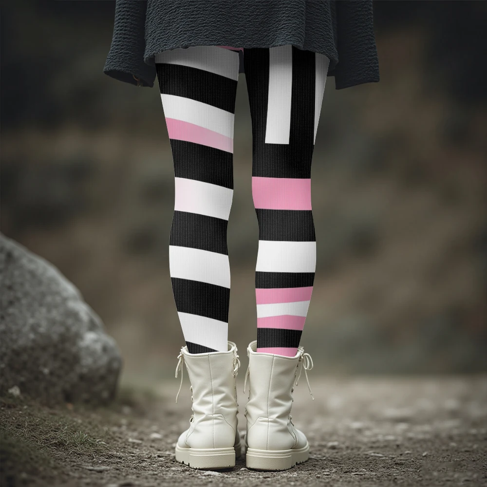 حيوية أسود وردي عمودي مخطط سليم صالح السراويل النساء مريحة الشتاء طماق الملونة Y2k مثير الفتيات لينة بسط الجوارب