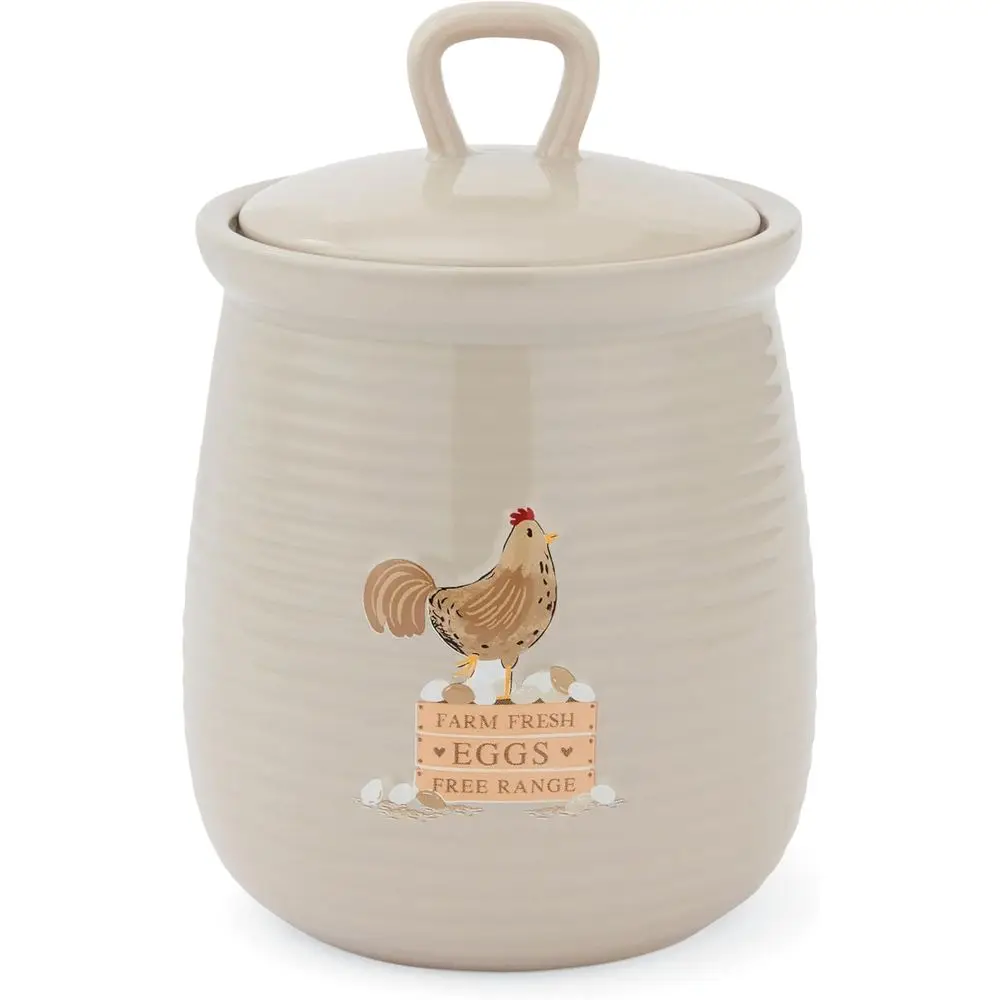 

Rustic Beige Kitchen Storage Canister | Country-Style Armhouse Jar | Durable & Stylish Accessory | Hand Wash
