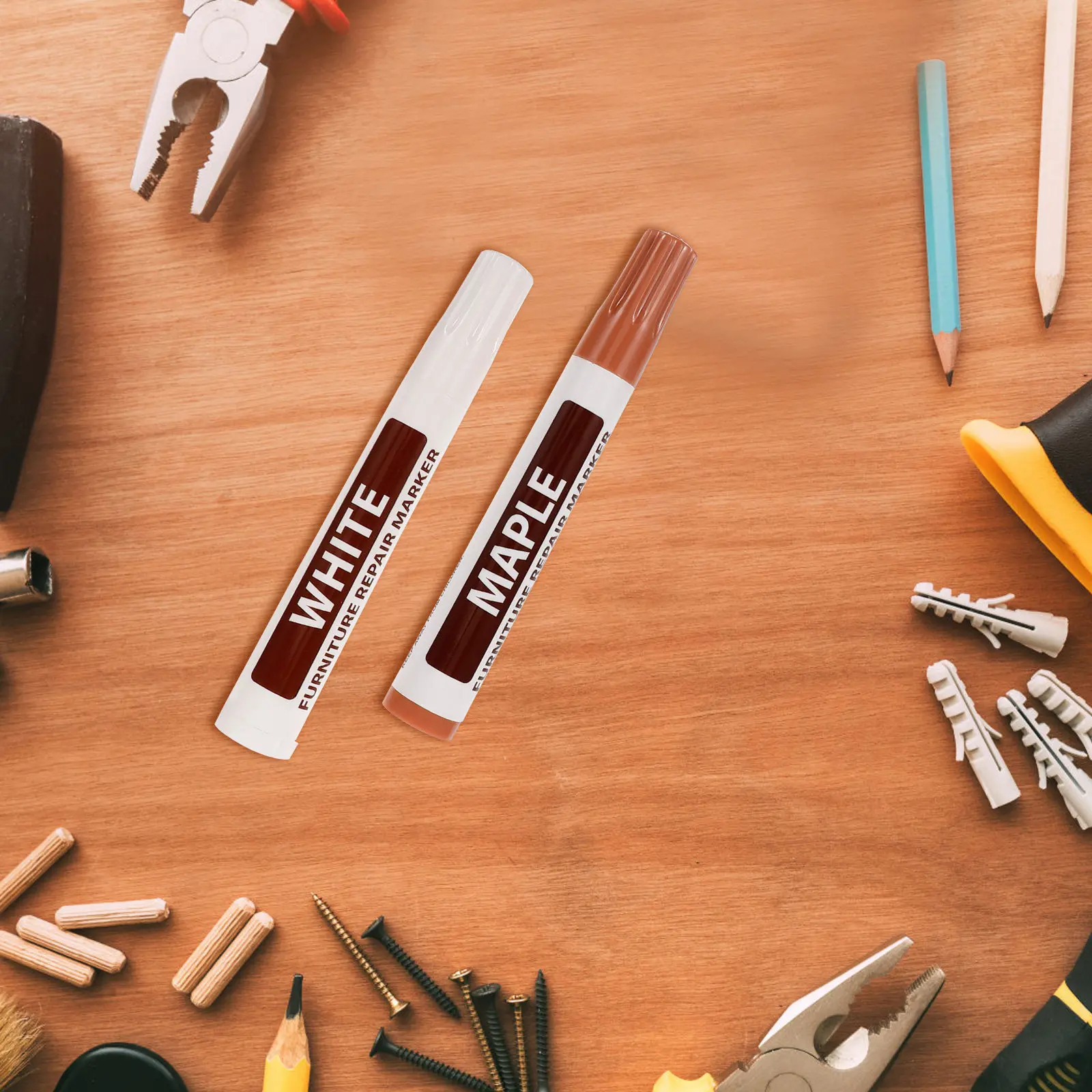 

8pcs Furniture Pen Bright White Fast Drying Strong Coverage Touch Up Marker For Wood Portable Paint Markers Home