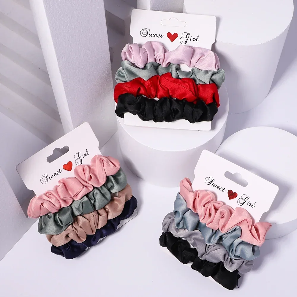 

3/4/5/6Pcs Solid Color Cotton Hair Scrunchies For Women Girls Print Elastic Hair Bands Fashion Headwear Hair Accessories Set