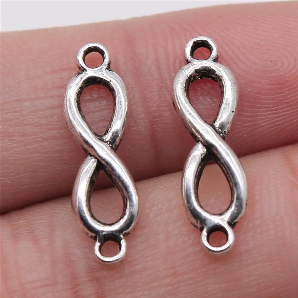 30Pcs Charms Link Infinity Symbol Connection 21x6mm Antique Silver Color Pendants DIY Making Findings Handmade Tibetan Jewelry