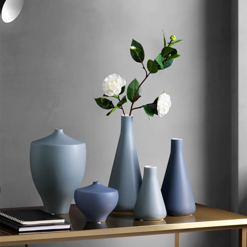

Modern simple European ceramic small mouth vase ornament Nordic living room dining table flower arrangement flower