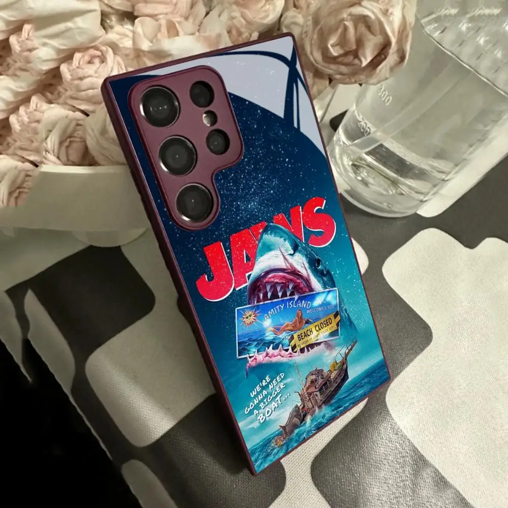 J-jaws Movie Horror Phone Case for Samsung Galaxy S25 S24 S23 S22 S20 Fe S21 Plus Note 20 Ultra Glass Cover