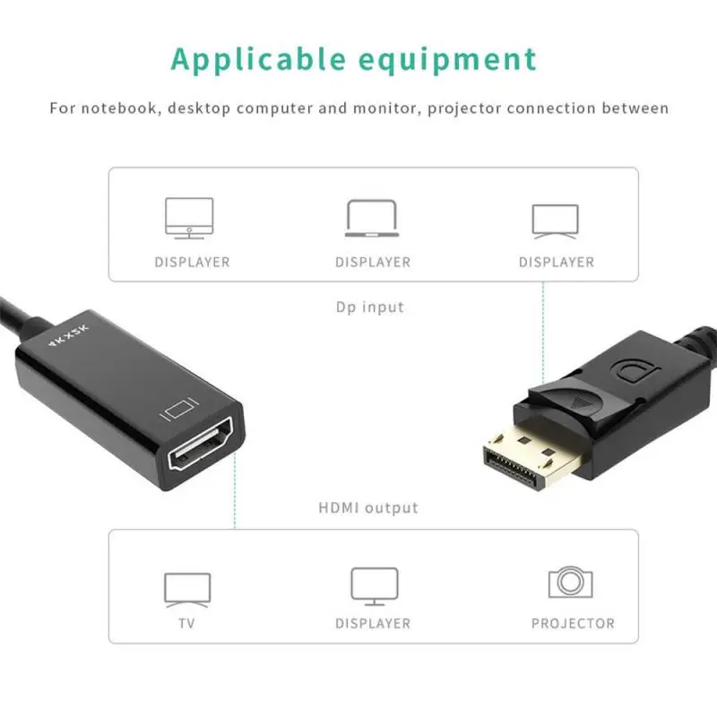DisplayPort to HDMI-compatible Adapter DP Display Port to Male to Female Cable for Computer Laptop PC Monitor Projector HDTV