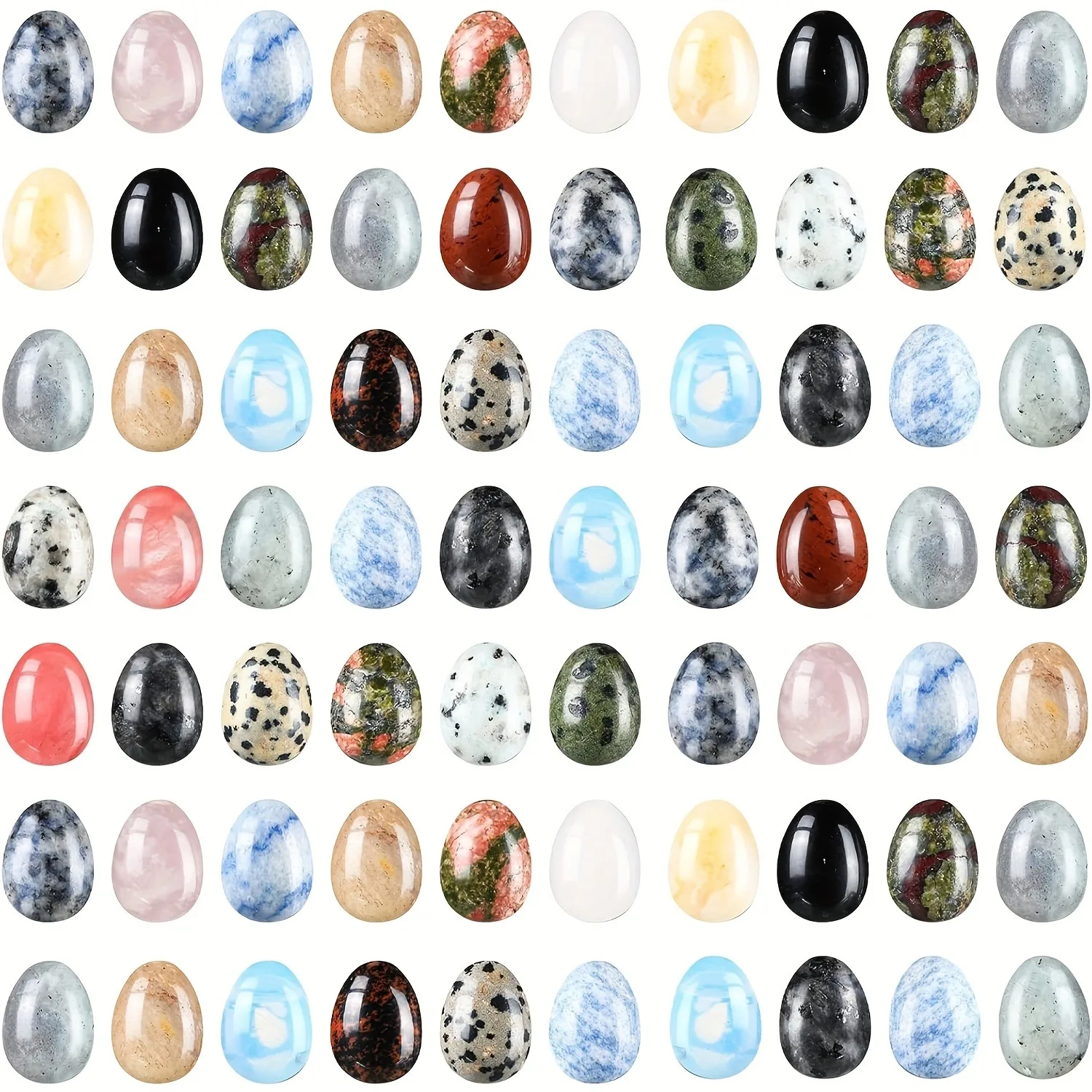 10 pierres d'œufs colorées, œufs en cristal poli, pour la méditation, la guérison par le Reiki, l'équilibrage des chakras et les décorations de Pâques