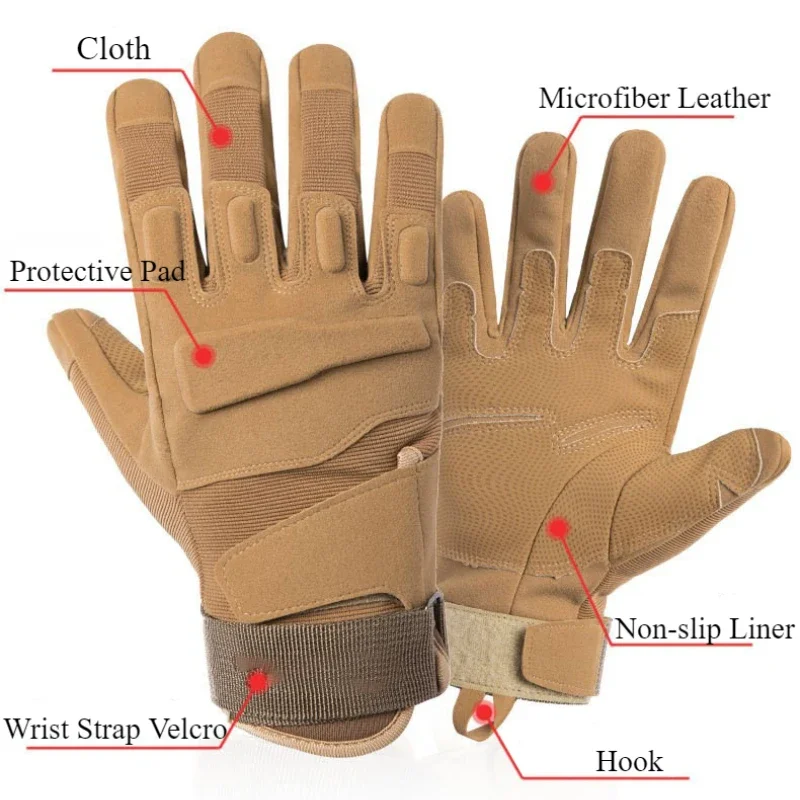 Outdoor Tactical Gloves Protective Sports Cycling Climbing Mountaineering Anti-Slip Wrist Full Finger Hunting Gloves