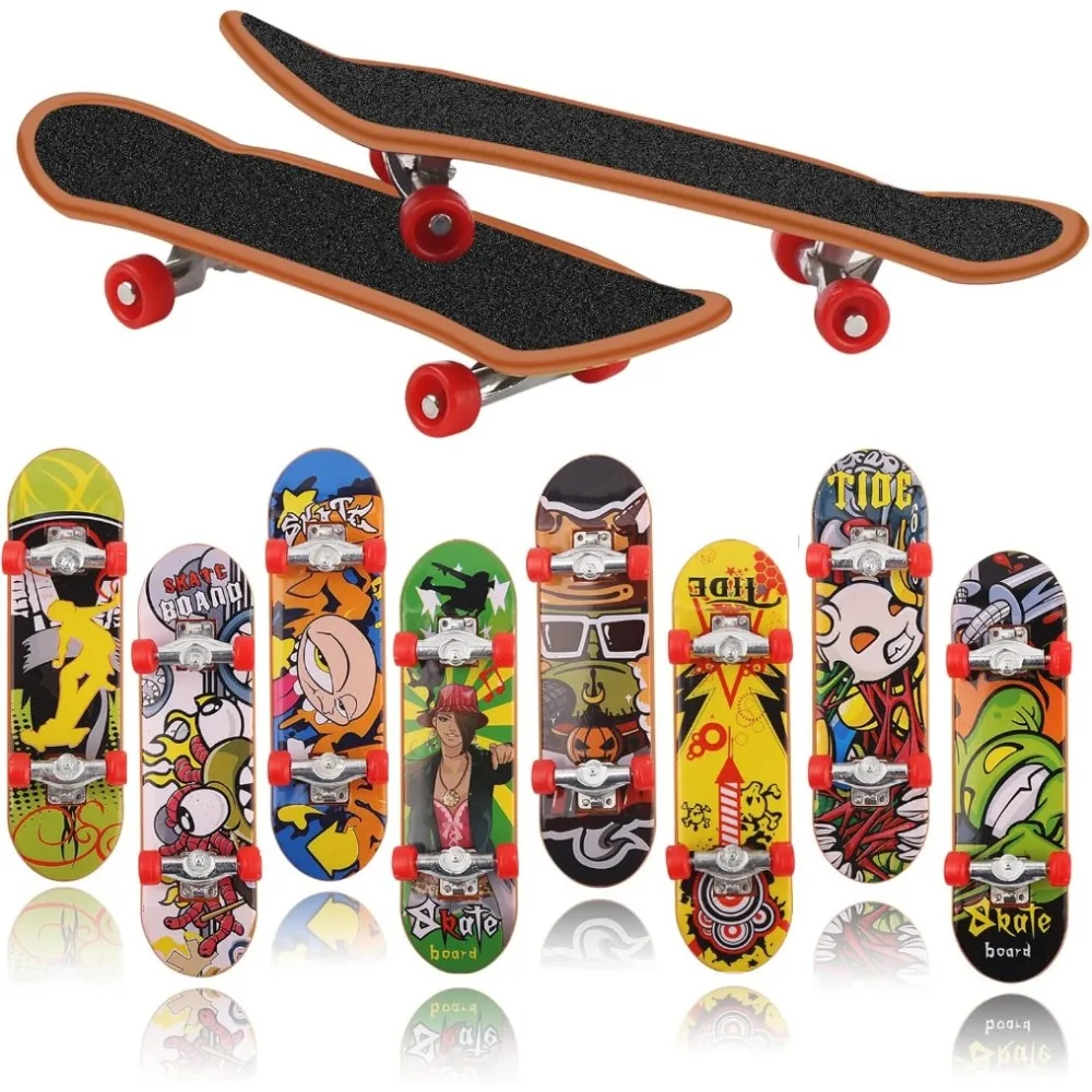Mini Finger Skateboard for Kids and Adults, Random Designs for Finger Coordination Training, Stress Relief and Party Favors
