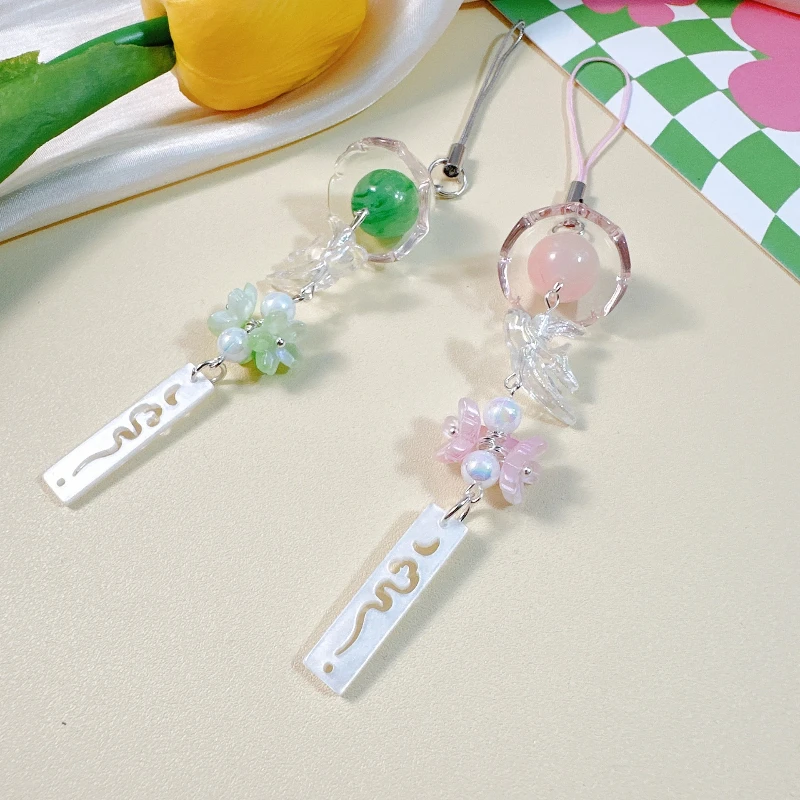 

Wind Chimes Phone Strap Charm Fashion Cellphone Lanyard Keychain Women Girl Bag Camera Pendant For Case Friend Gift