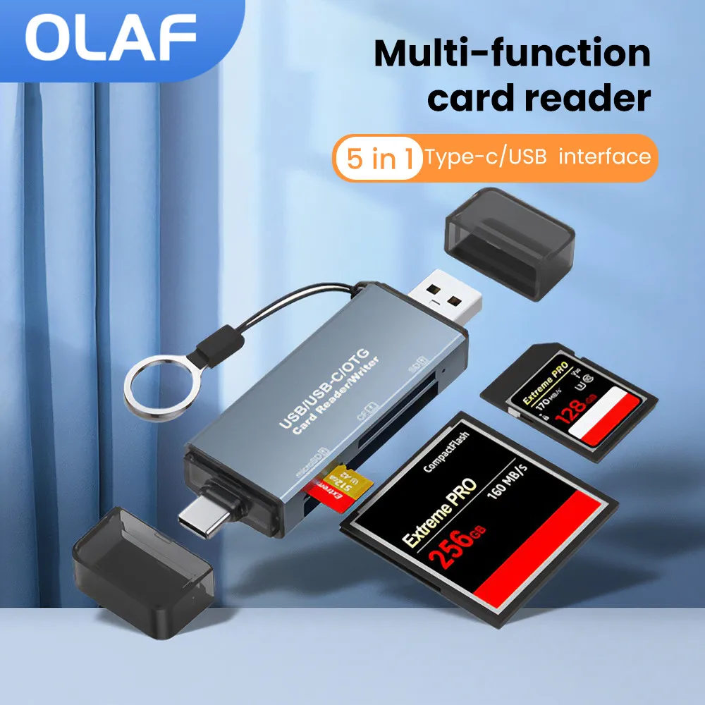 Olaf 5 In 1 USB 3.0 Card Reader USB 3.0 To SD Micro SD TF Memory Card Adapter For PC Laptop Accessories Type C Card Reader