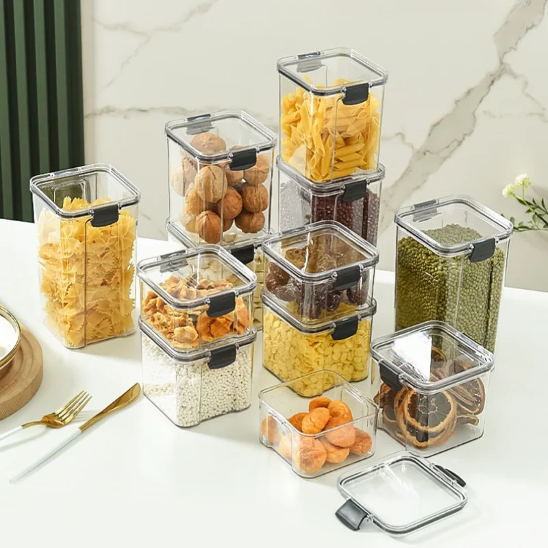 460/700/1300/1800ml Plastic Storage Box Can Hold Snacks Spices Cereal Fruits Home Furnishings Kitchen Storage Containers