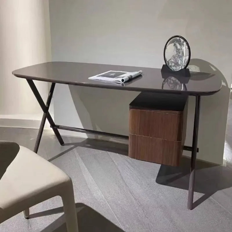 Italian minimalist rectangular solid wood dining table modern minimalist designer study table study room bedroom electricity
