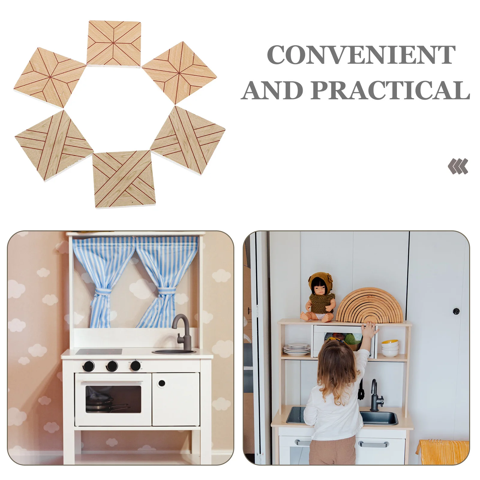 20 قطعة بلاط الأرضيات المصغرة على الطراز العتيق صفائح خشبية مزدوجة الجوانب لدمية المطبخ غرفة المعيشة ديكور غرفة نوم