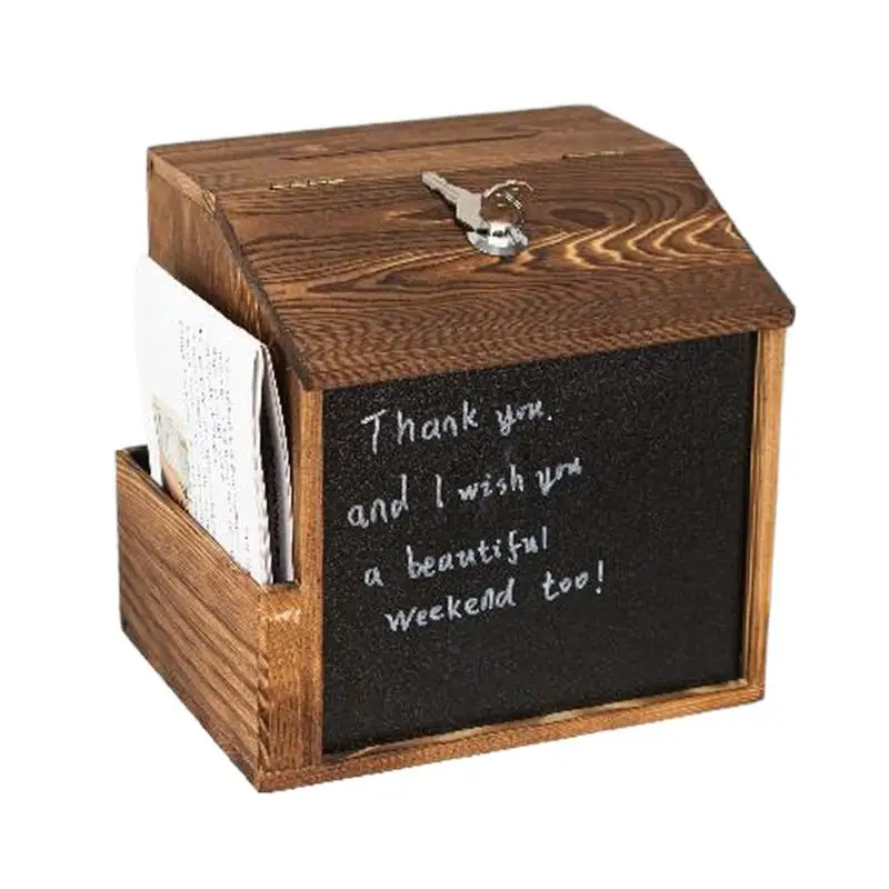 

Voting Box With Slot Raffle Boxes With Slot Vintage Wooden Locked Secure Wall Vault Mailbox With Blackboard For Outdoor
