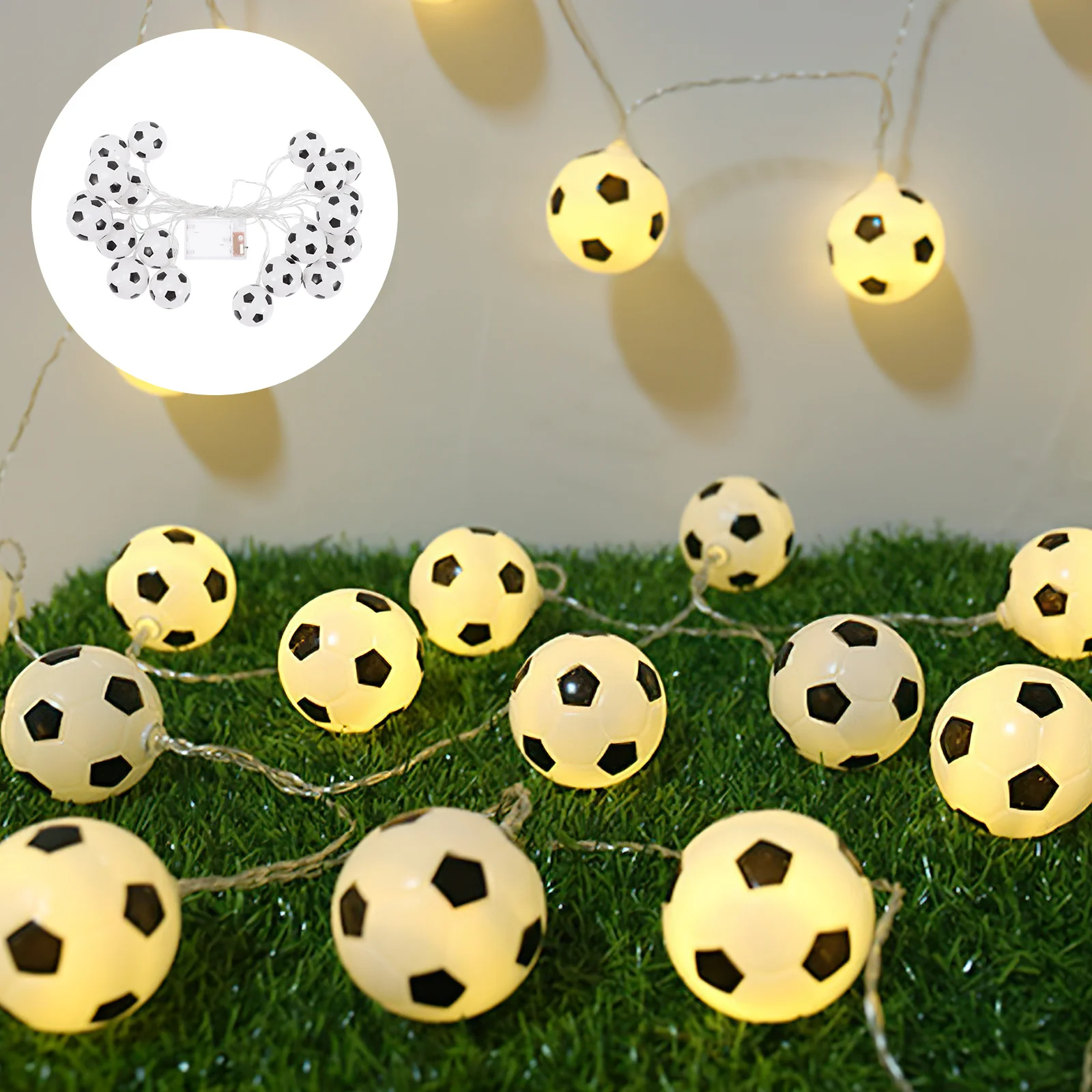 الكرتون كرة القدم LED سلسلة ضوء غرفة نوم الاطفال حفلة عيد ميلاد داخلي الرياضة الكرة ديكور غرفة ضوء سلسلة أضواء #4