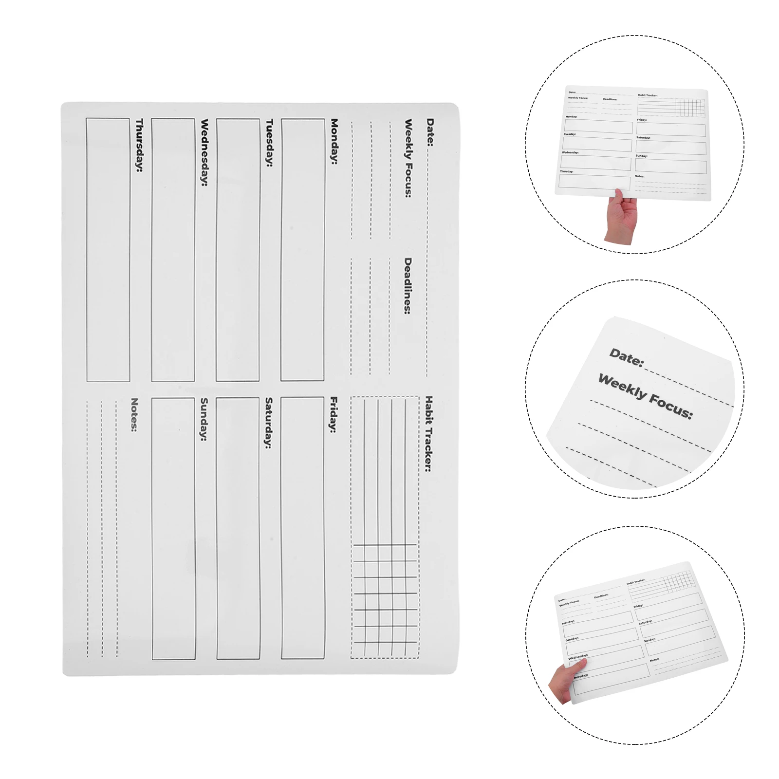 

1 Removable Dry Erase Whiteboard Sticker for Wall Weekly Calendar Planner Adhesive PVC Sheet Reusable Schedule