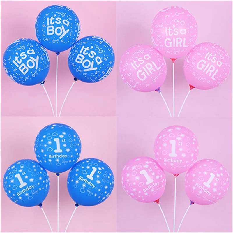

12inch It Is A Boy Girl Print Balloons Birthday Party Decoration Balloon Baby Shower Globos Children's Toy Ballon 1st Birthday