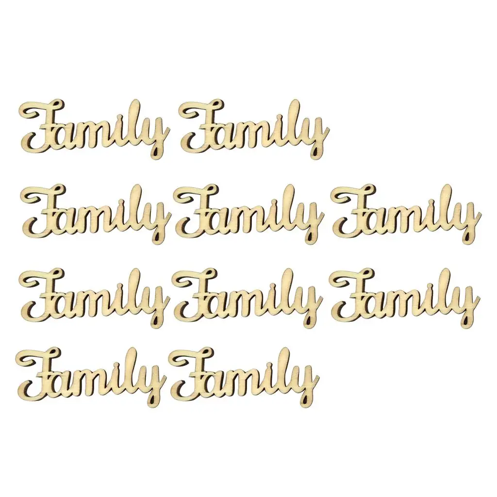 10 Sets Wood Laser Cut Family Embellishments Decorative Decors Ornaments