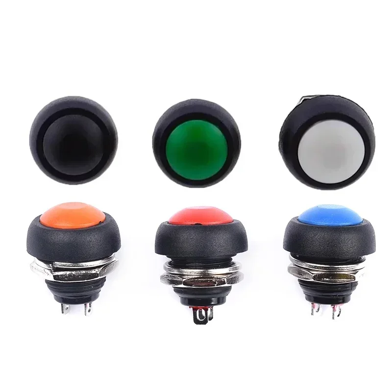 5pcs PBS-33B Self-reset Self-locking DIY Mini 12mm Momentary Push Button Switch 2Pin 1A DC12V 7Colors