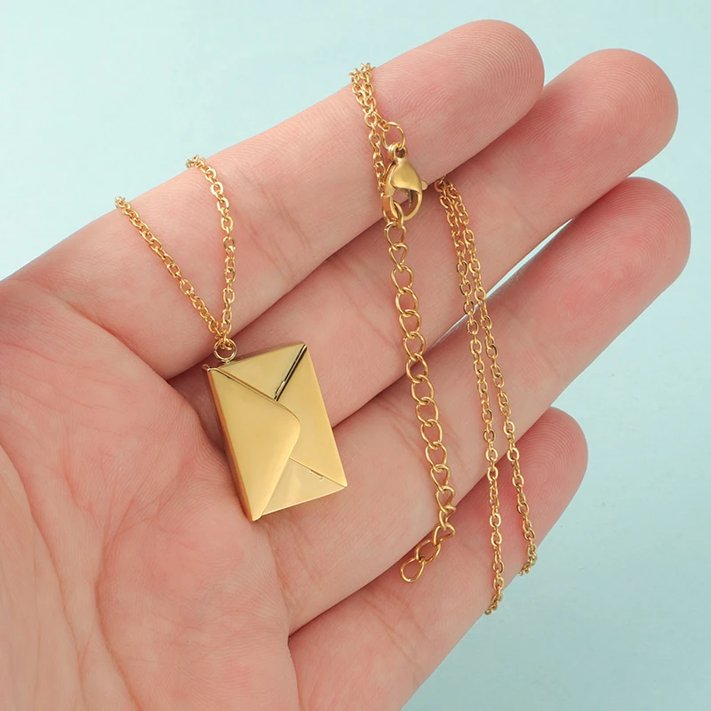 Fnixtar Detachable Envelope Pendant Necklaces Mirror Polish Stainless Steel Creative Love Letter DIY Necklace 10 PCS/lot