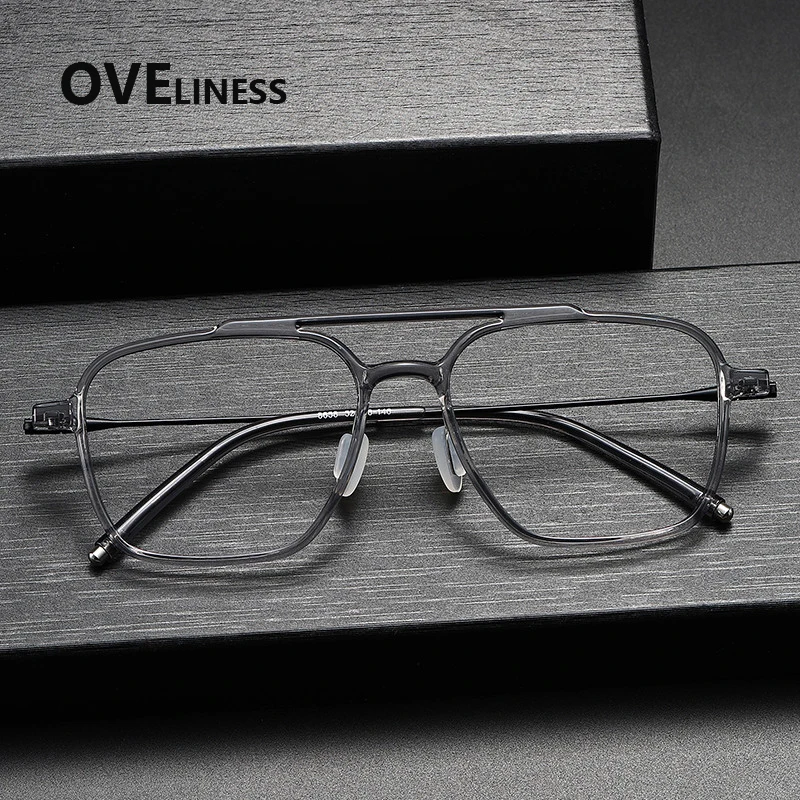 

Acetate Titanium Glasses Frame Men New Brand Design Eyeglasses frames Women Fashion Retro Pilot Ultralight Eyewear spectacles